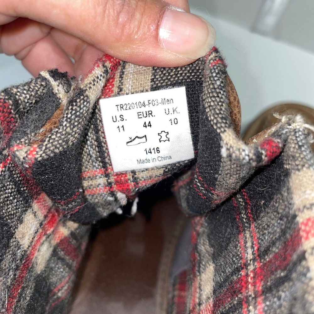 True Religion Mens Leather Moc Toe Boots Brown Plaid Lined‎ TR220104-F03 Size 11 - Picture 8 of 9